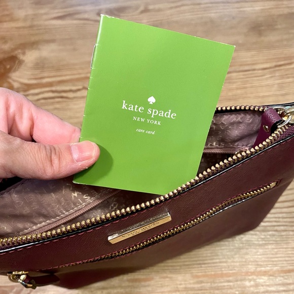 KATE SPADE PLUM LAUREL SAFFIANO LEATHER CROSSBODY LAVENDER KS JACQUARD INTERIOR - Picture 15 of 16